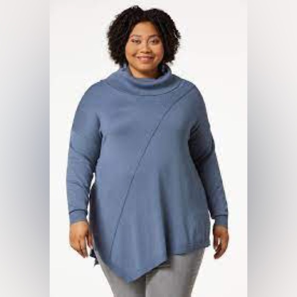 Cato PLUS SIZE COWL TUNIC SWEATER CHINA BLUE VARIOUS SIZES AVAILABLE - Picture 3 of 4